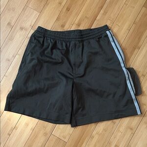 Y-3 Adidas Athletic Shorts in Dark Green with Gray Stripes